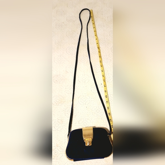Royal Blue faux velvet with gold accents crossbody formal clutch purse - Picture 6 of 6